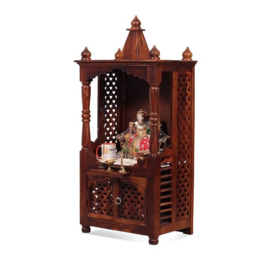 Demiwall Sheesham Wood Temple for Home Honey Finish