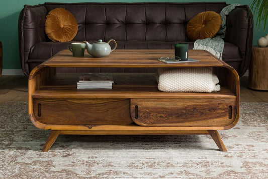 Zara Solid Mango Wood Two layers  with Shelf Coffee Table In Provincial Teak Finish #014