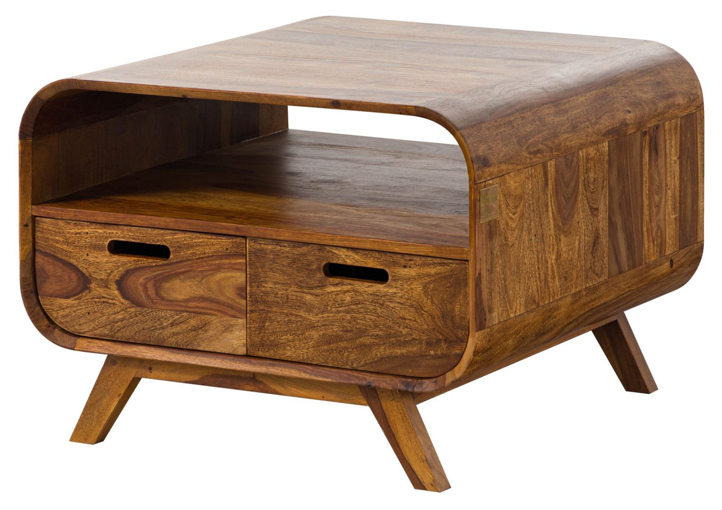 Zara Solid Mango Wood Two Drawer with Shelf Coffee Table In Provincial Teak Finish #015