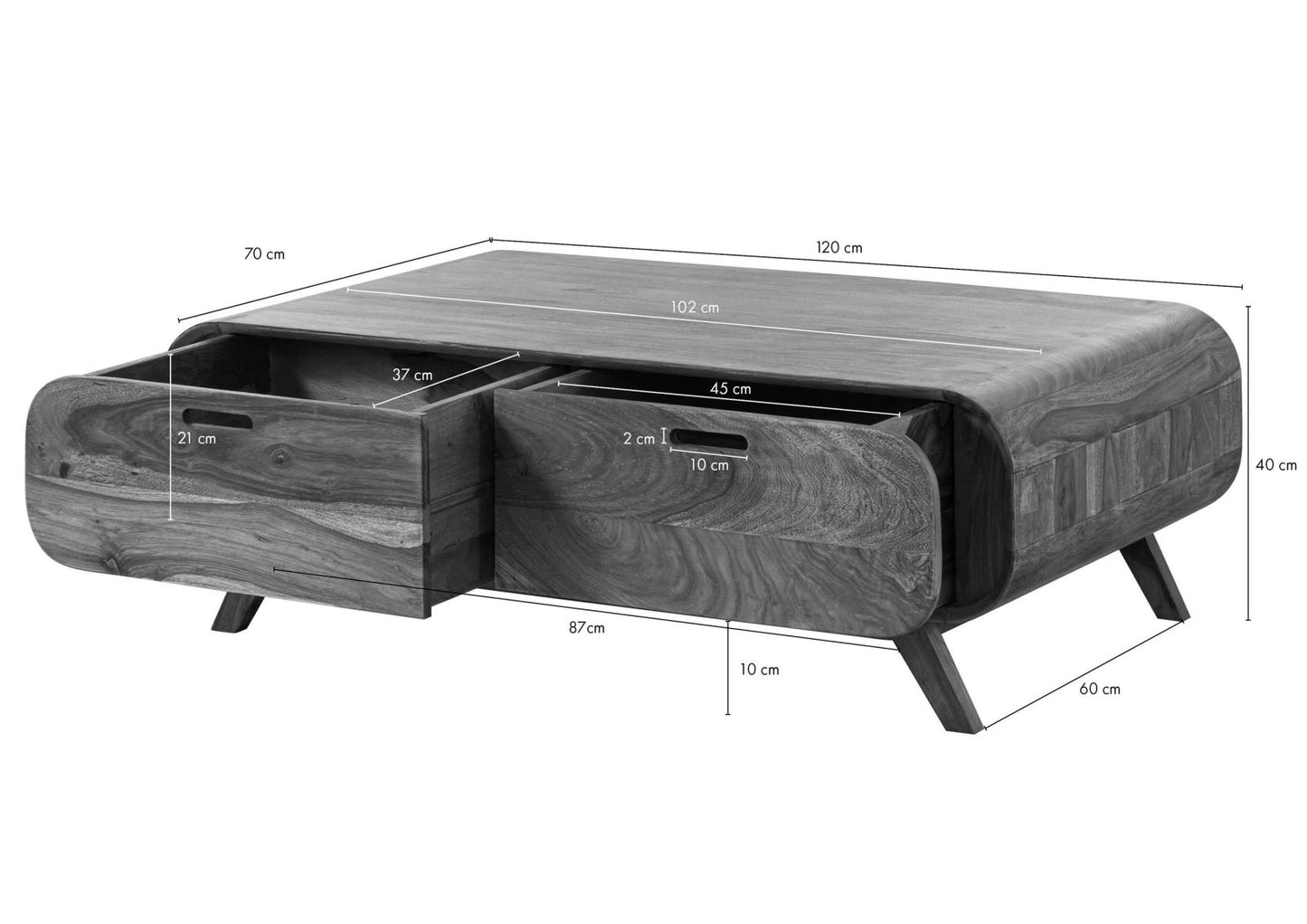 Zara Solid Mango Wood Two Drawer Coffee Table In Provincial Teak Finish #012