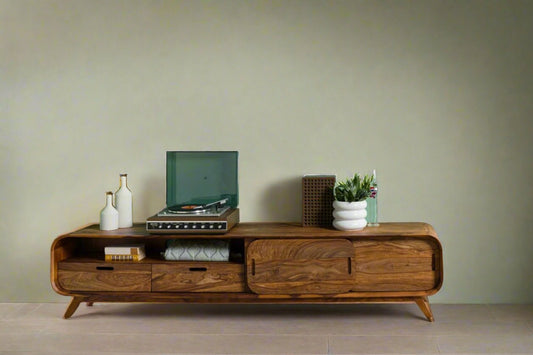 Zara Solid Mango Wood Tv Unit In Provincial Teak Finish