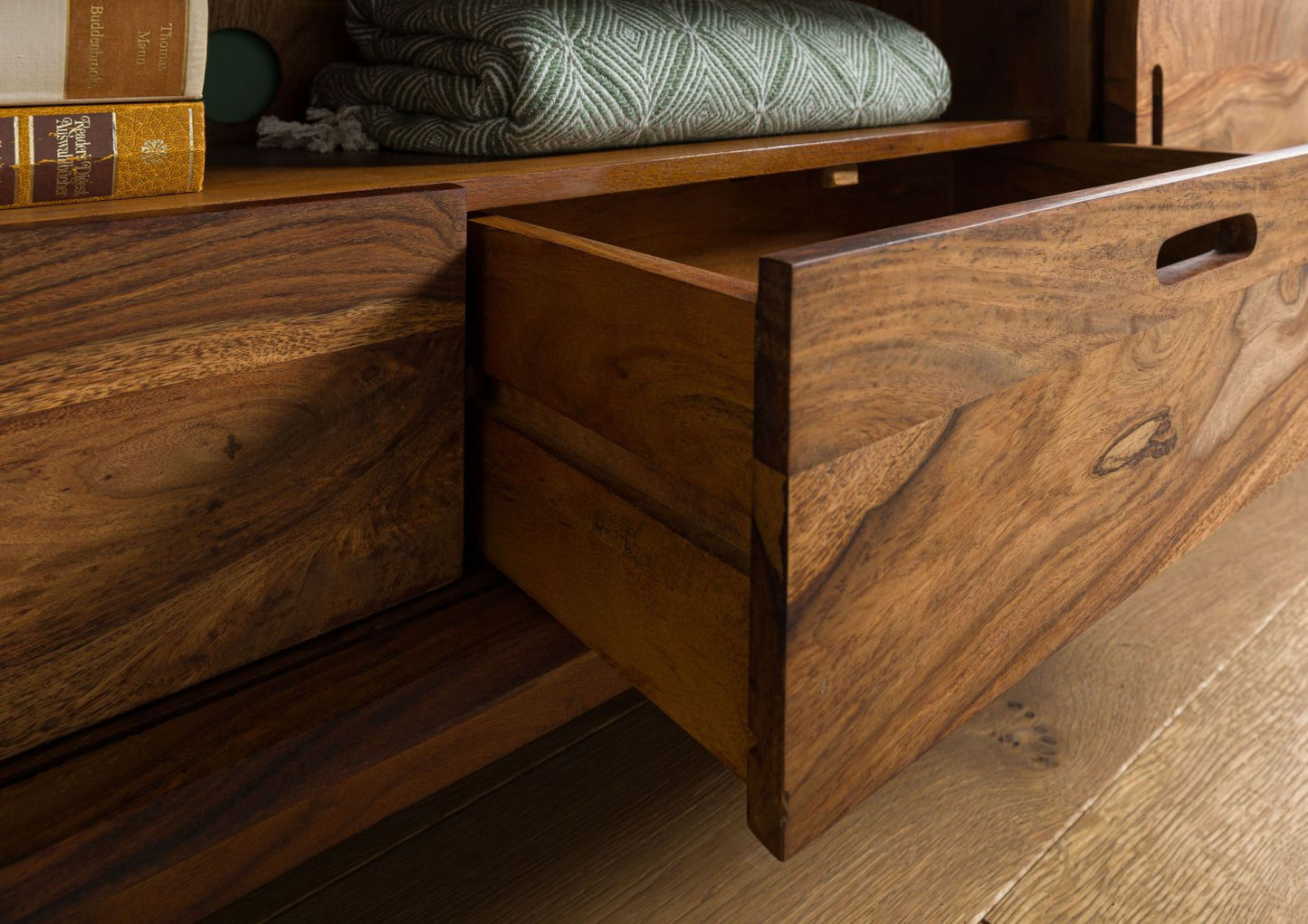 Zara Solid Mango Wood Tv Unit In Provincial Teak Finish