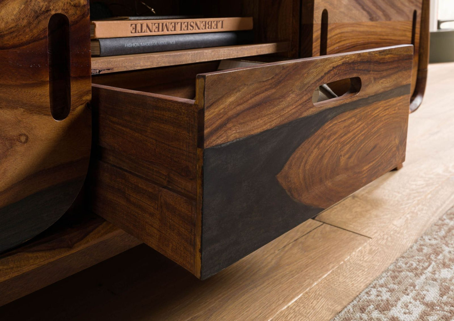 Zara Solid Mango Wood Tv Unit In Provincial Teak Finish