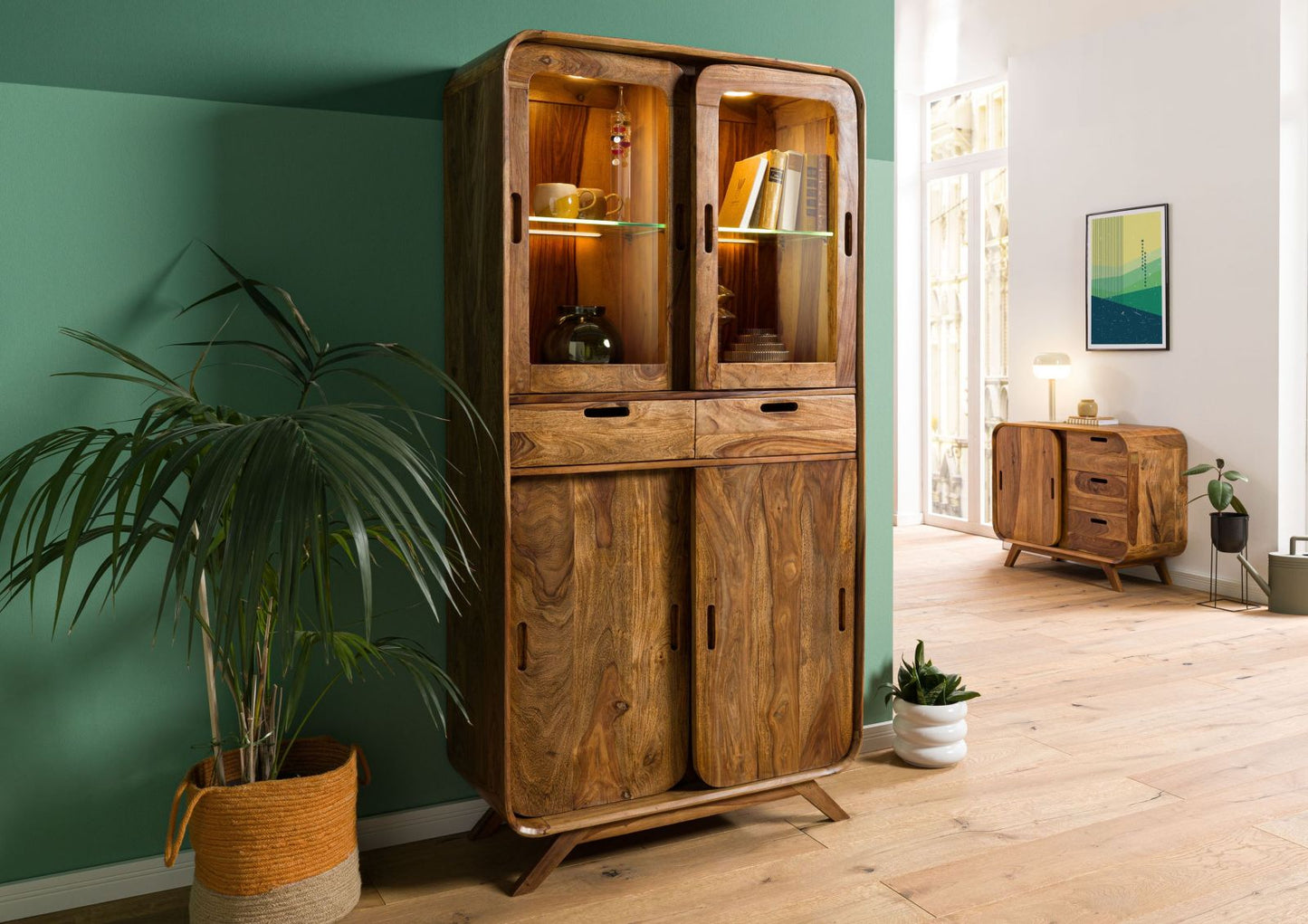 Zara Solid Mango Wood Sideboard In Provincial Teak Finish