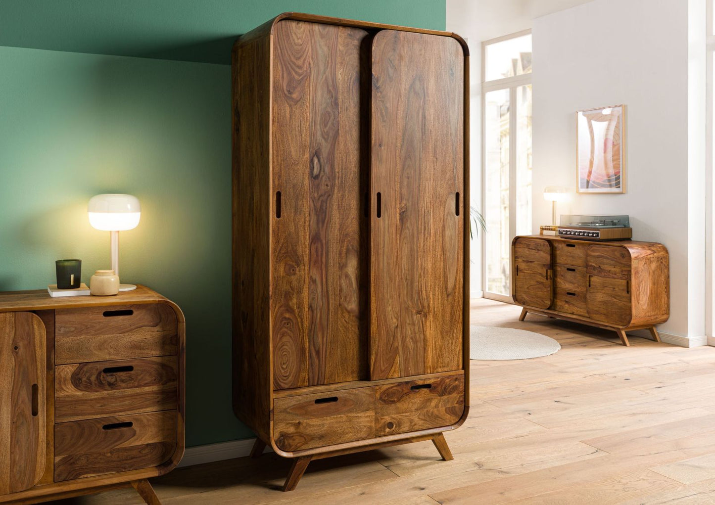Zara Solid Mango Wood Sideboard In Provincial Teak Finish