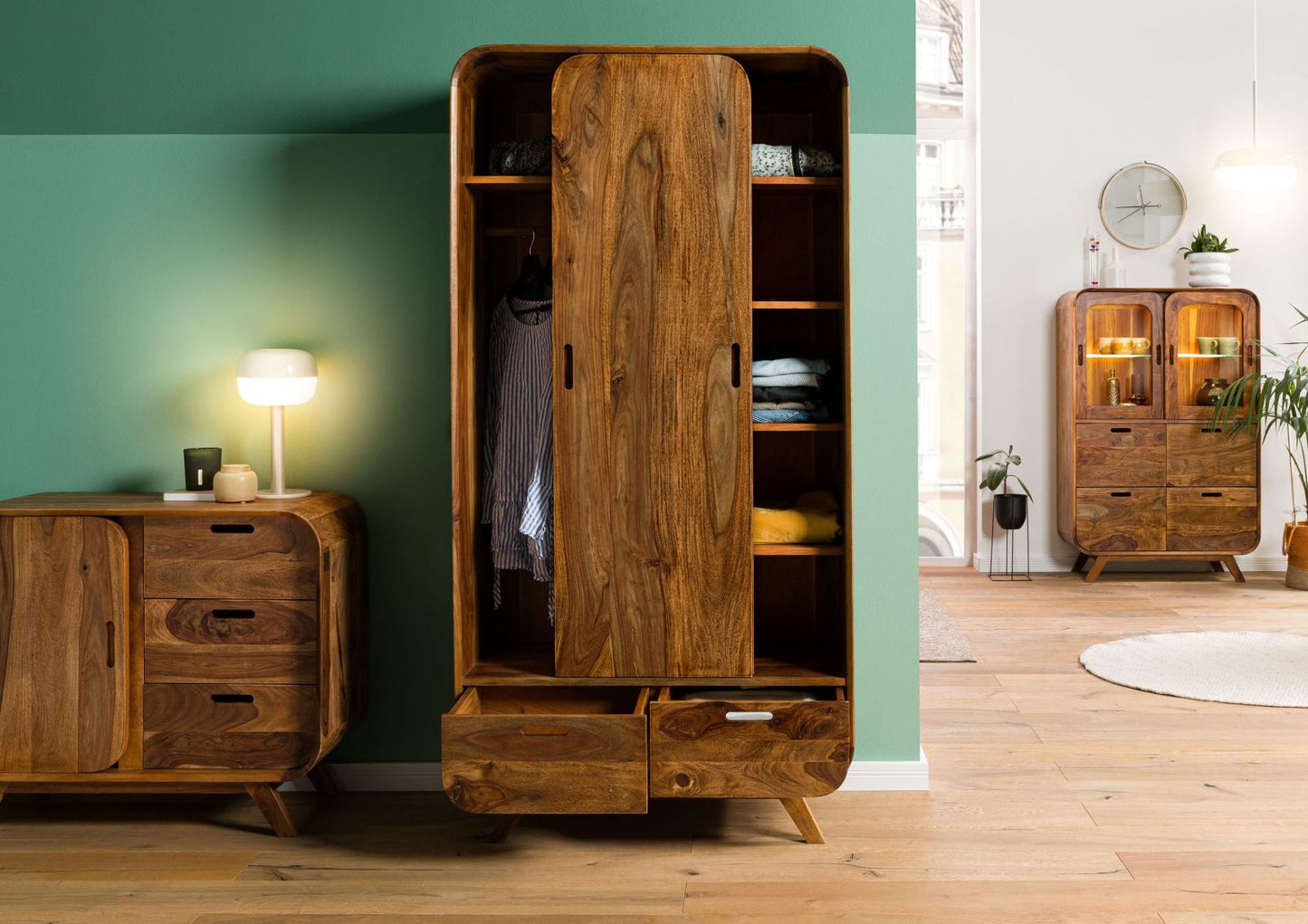 Zara Solid Mango Wood Sideboard In Provincial Teak Finish