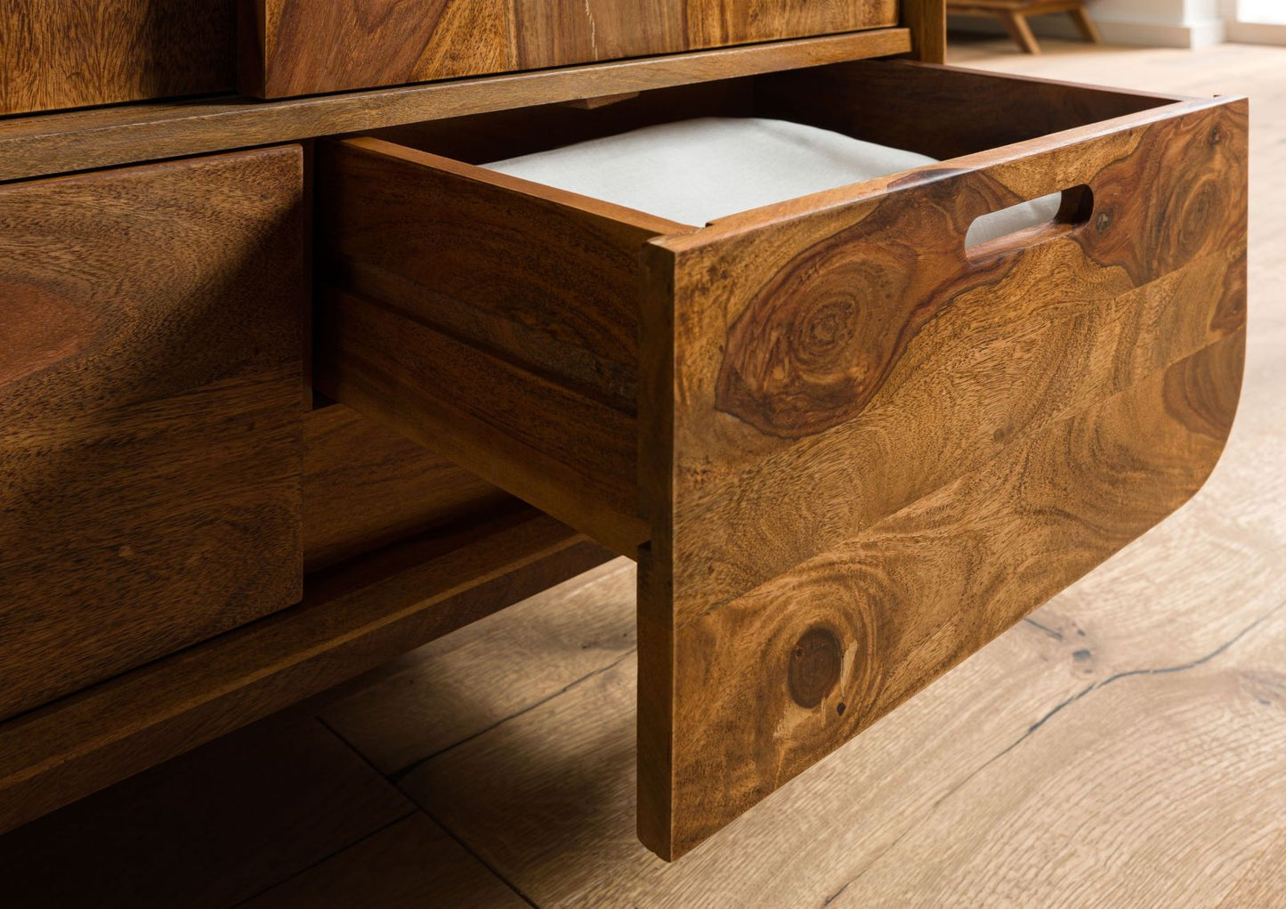 Zara Solid Mango Wood Sideboard In Provincial Teak Finish