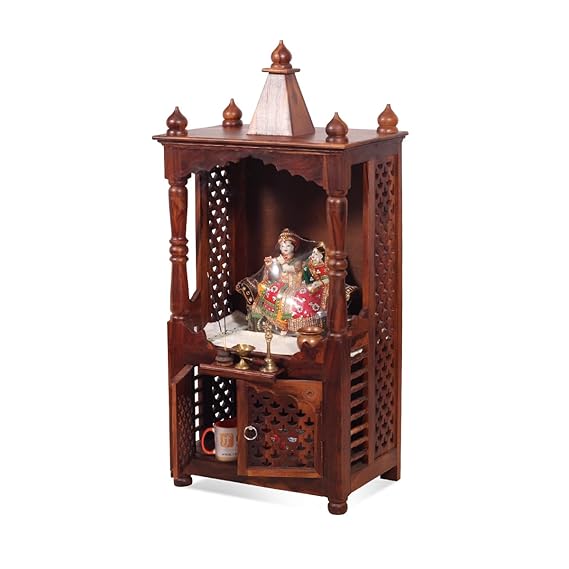 Demiwall Sheesham Wood Temple for Home Honey Finish