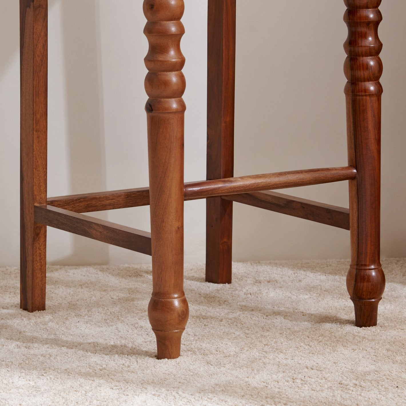 Helioc Kan Sheesham Wood Bar Chair In Provincial Teak Finish