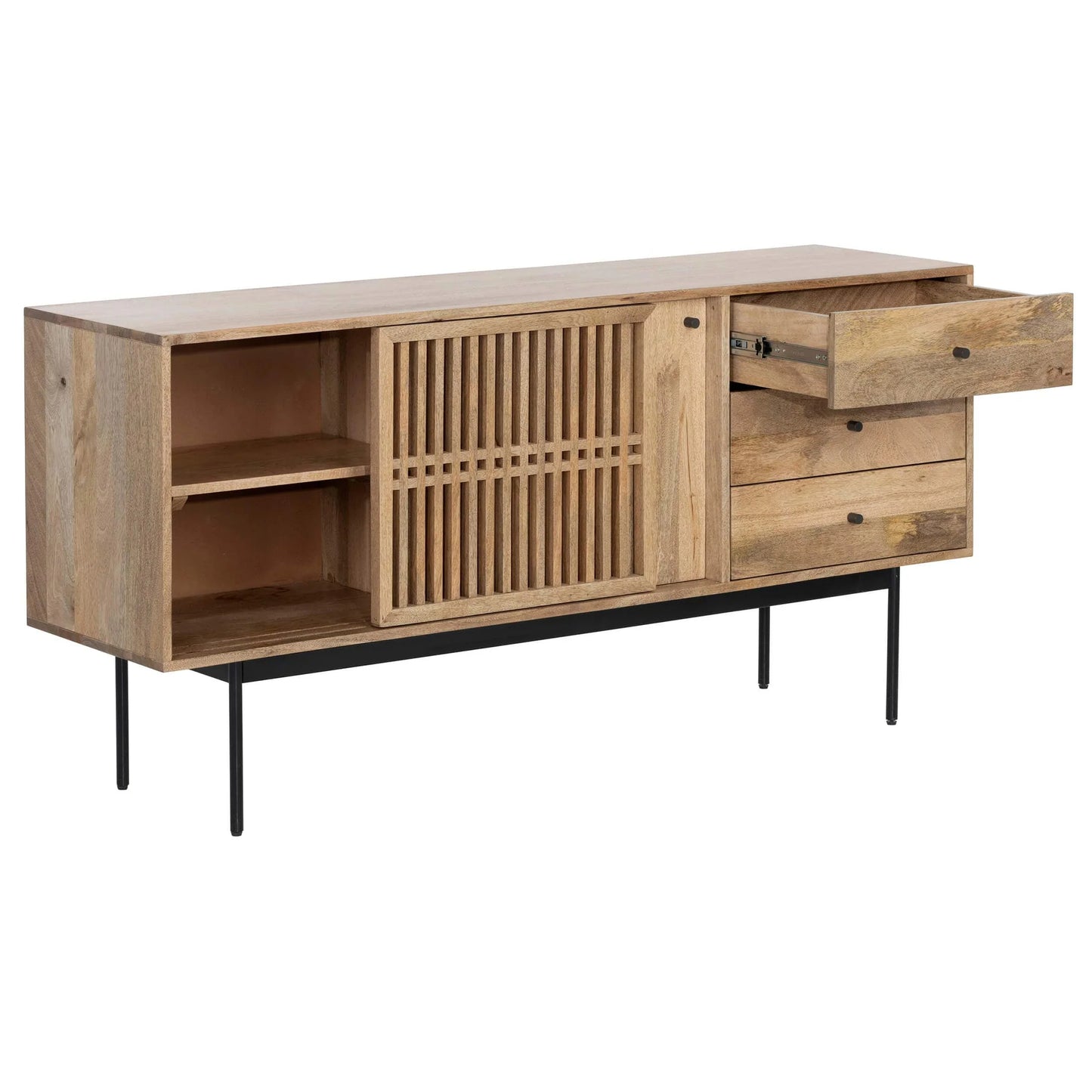 Baliya Solid Mango Wood Sideboard In Walnut For Lining Room Furniture