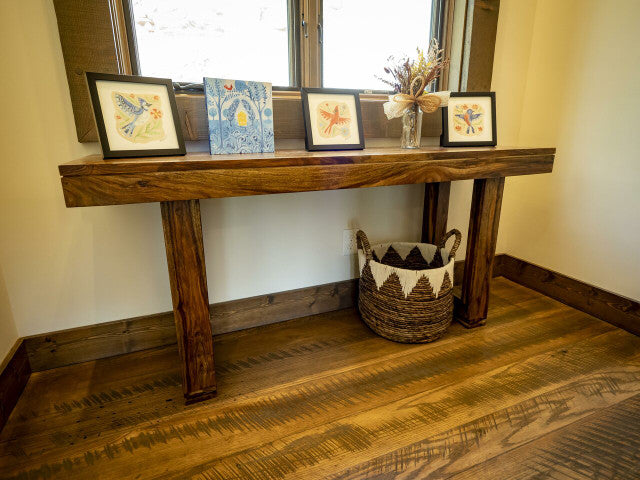 Roster Sheesham Wood Console Table With Natural Rusik Teak Finish For Dining Room