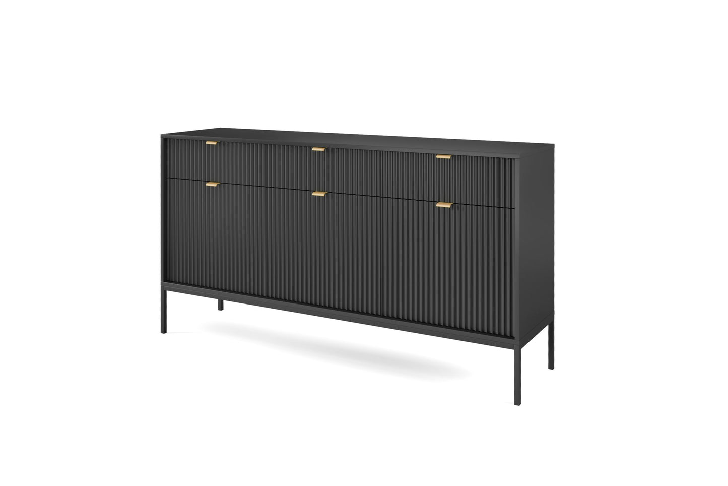 Solid Wood Storage Cabinet with Metal Handles, 3 Doors and 3 Drawers of Space, Elegant Sideboard, Suitable for Living, Entrance and Study Rooms Furniture Demiwall