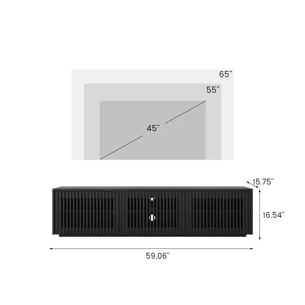 Modern Solid Mango Wood 3 Door Tv unit In Natural Teak