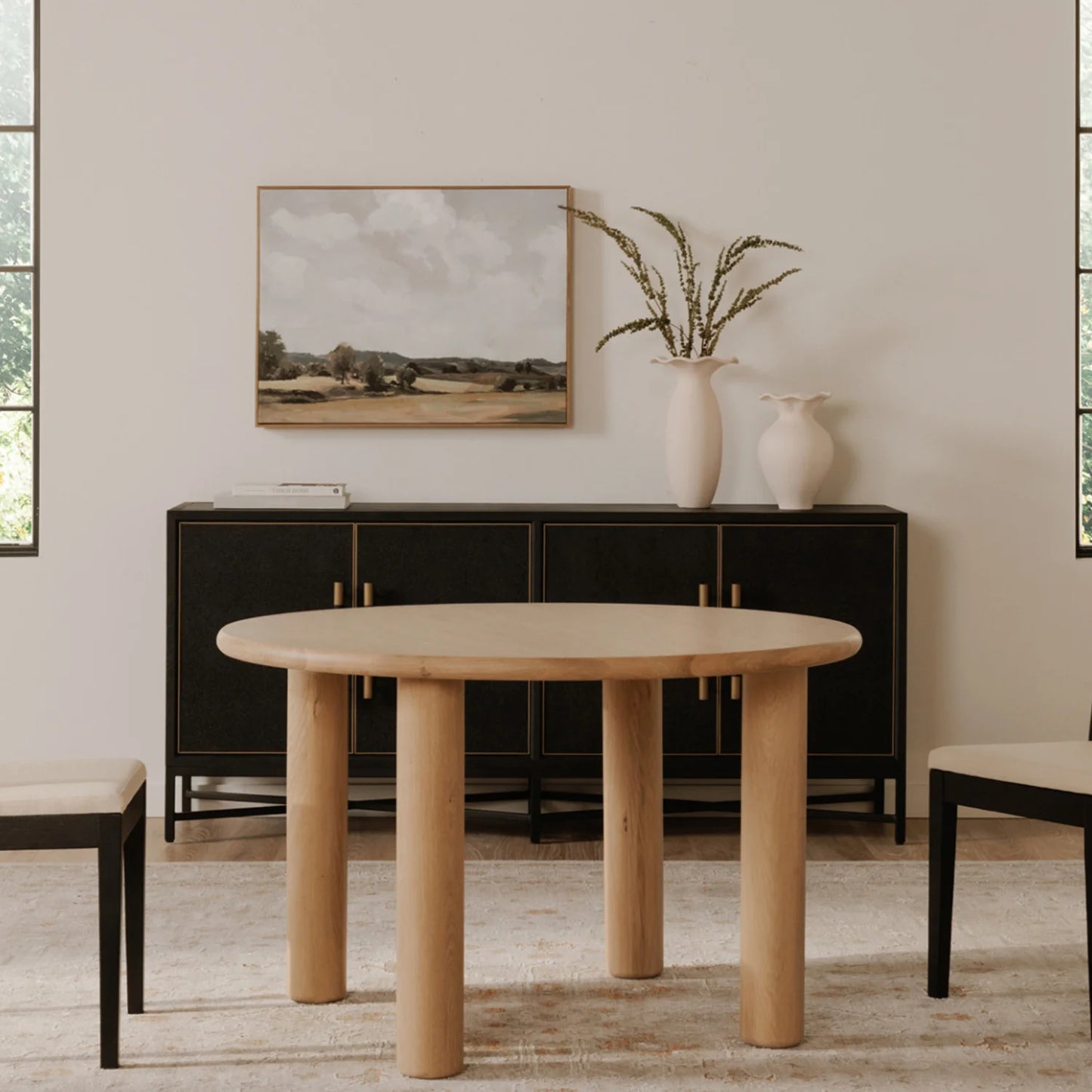 Goela Solid Wood Dining Table Natural Finish For Dining Room and Hotels