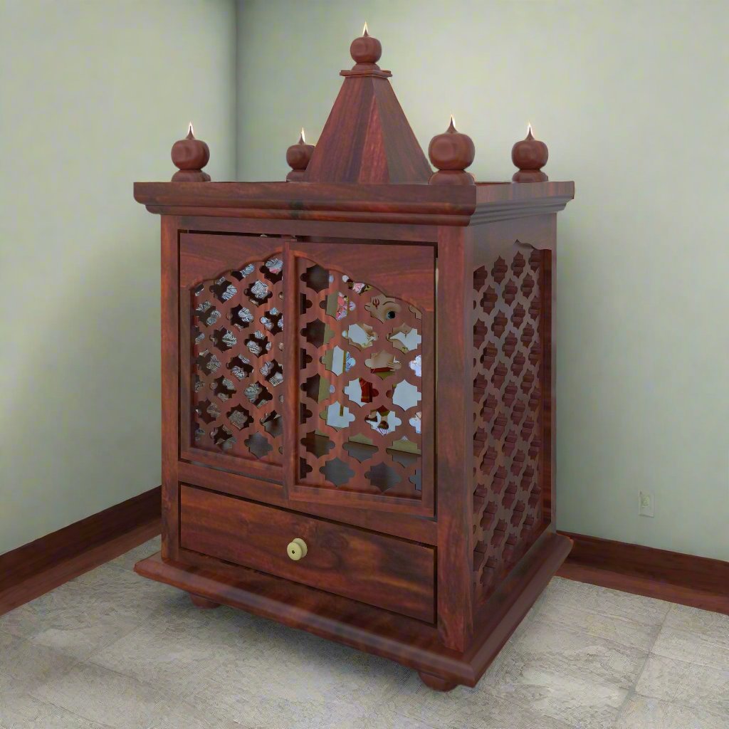 Solid wood temple with Two Door And One Drawer Storage