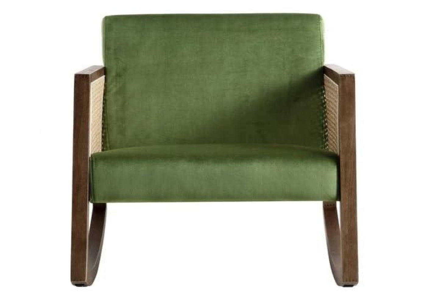 Roman Wooden Rattan Arm Chair Teak Wood Armchair for Living Room Bedroom (Dark Walnut) Mid-Century Modern Velvet Accent Chair