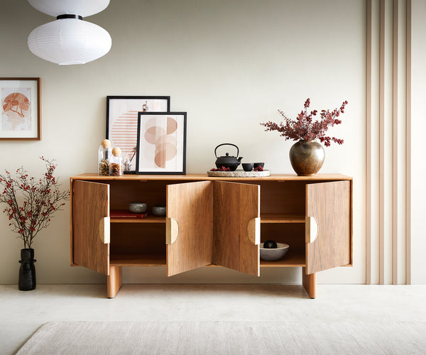 Pateri Solid Wood large Sideboard in Natural Finish
