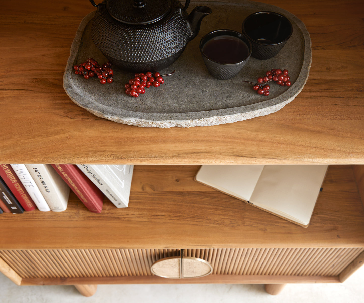 Pateri Solid Wood Bookcase in Natural Finish