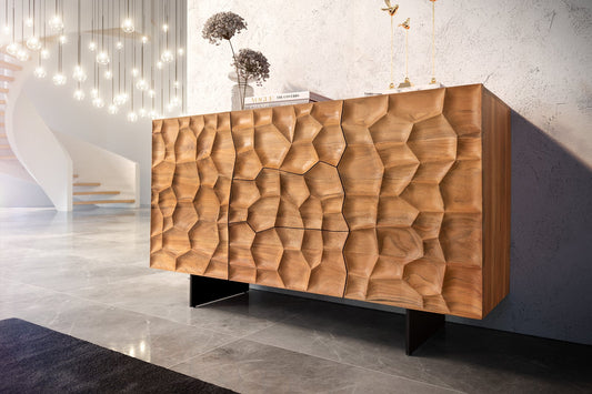 Tokshi Solid Wood 3 Drawer Two Door Sideboard In Natural Finish