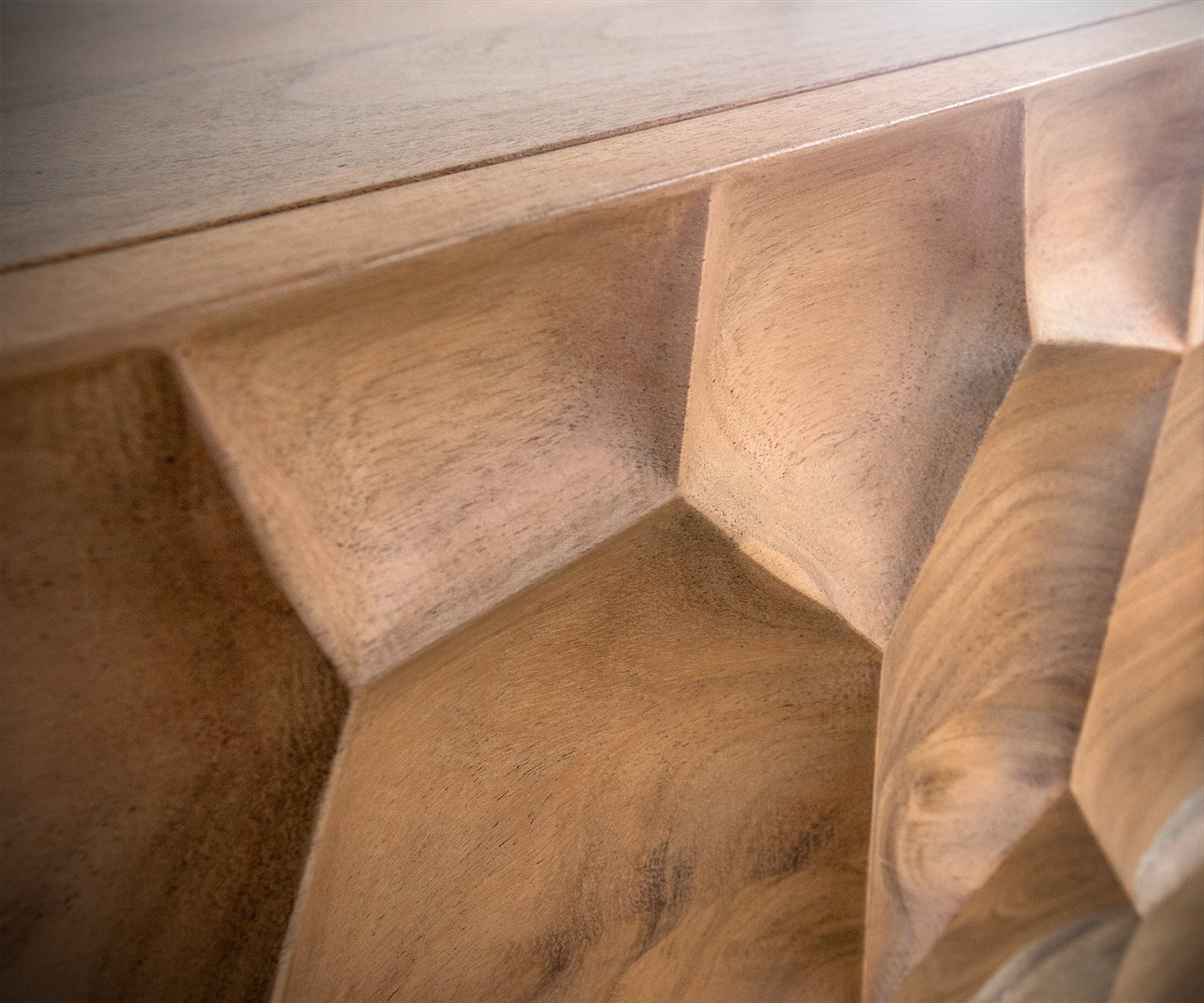 Tokshi Solid Wood Wall Mount Tv Unit in Natural Finish