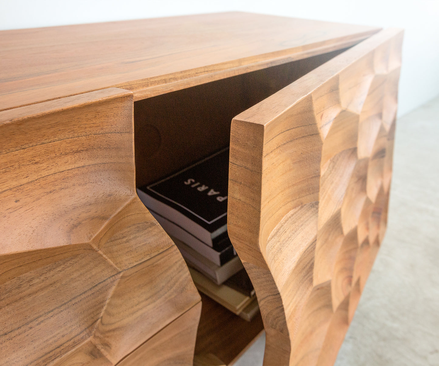 Tokshi Solid Wood Wall Mount Tv Unit in Natural Finish