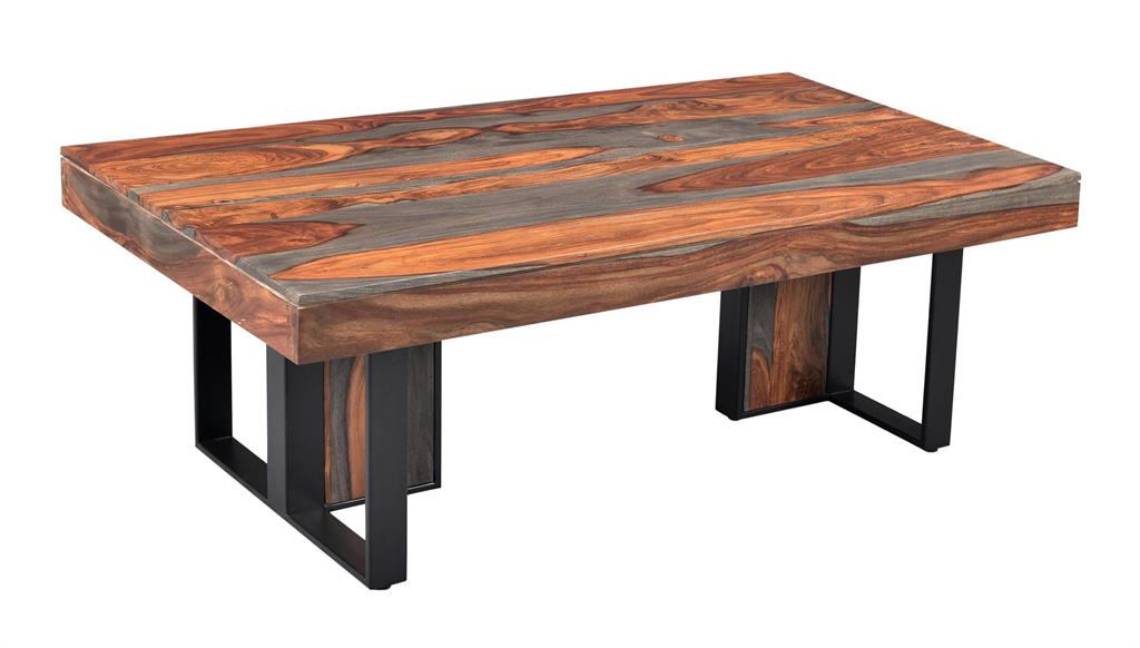 Roster Sheesham Wood Coffee Table With Natural Gray Finish For Dining Room