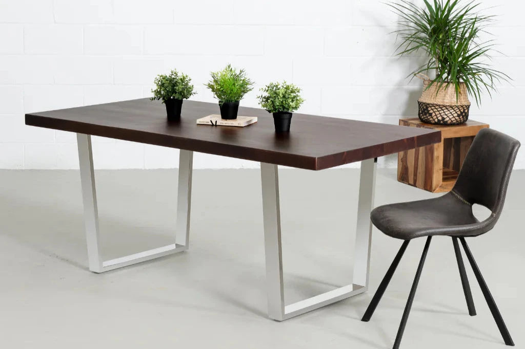 Roster Sheesham Wood Dining Table With Metal Legs For Dining Room and Hotels