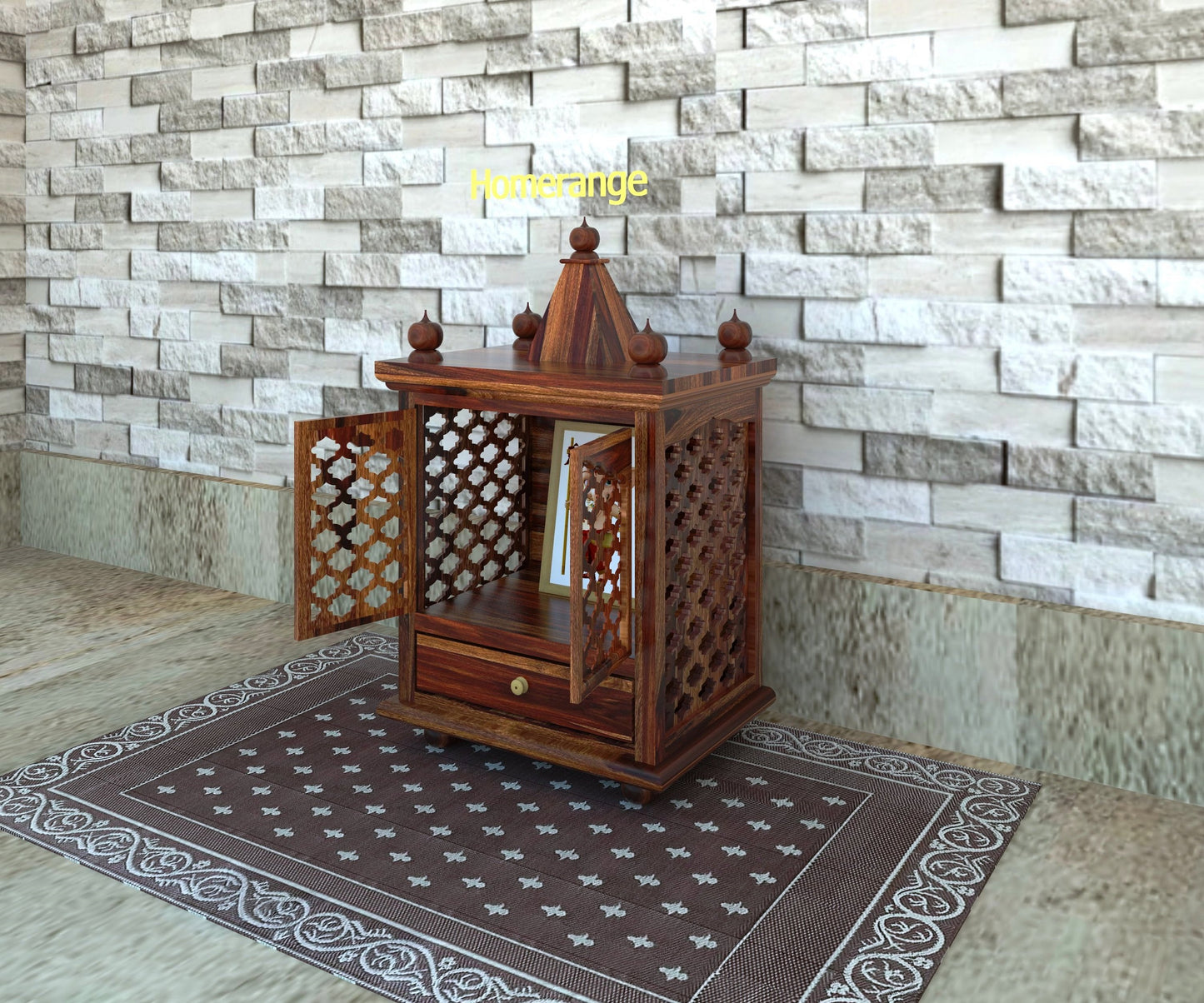 Solid wood temple with Two Door And One Drawer Storage