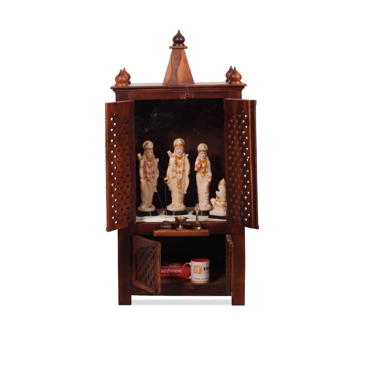 Sheesham Wood Pooja Mandir In Natural,