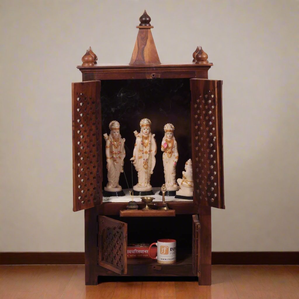 Sheesham Wood Pooja Mandir In Natural,
