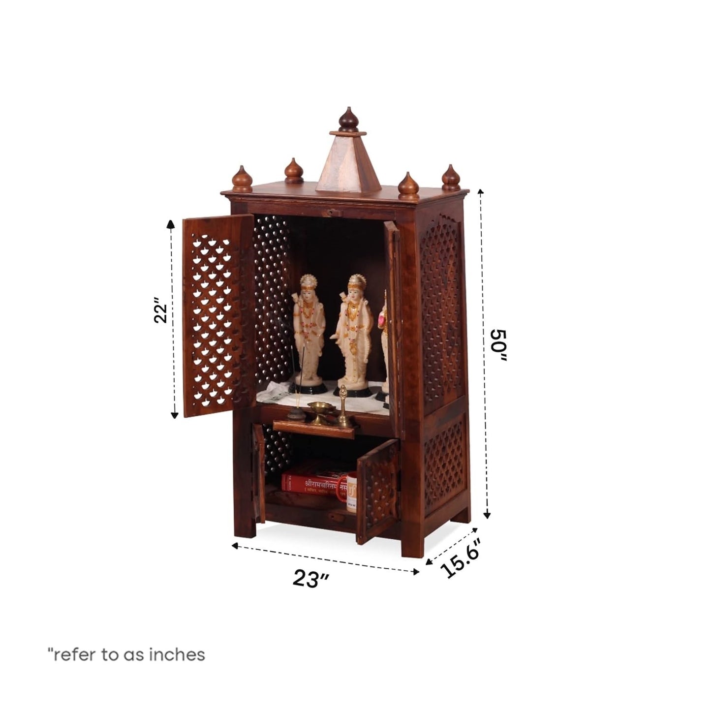 Sheesham Wood Pooja Mandir In Natural,