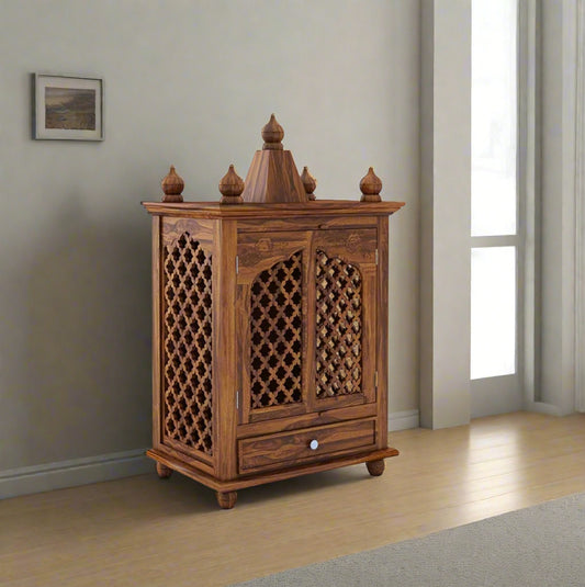 Solid wood temple with Two Door And One Drawer Storage