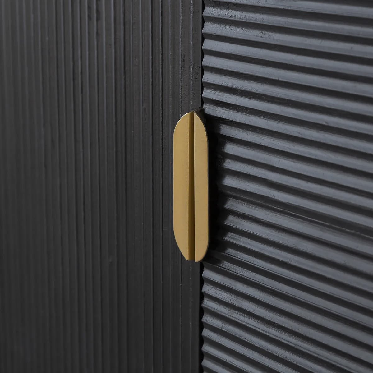 Demiwall 4 Doors Sideboard Large Multipurpose Cabinet for Kitchen and Living Room Storage Crockery Solid Mango Wood Black + Natural Matte Finish