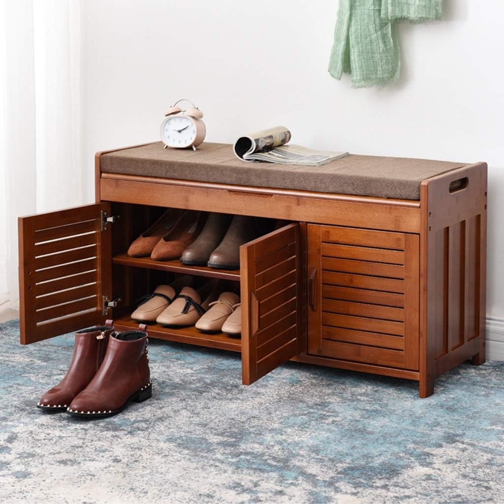 Cushion Shoe Storage Bench In Teak Wood