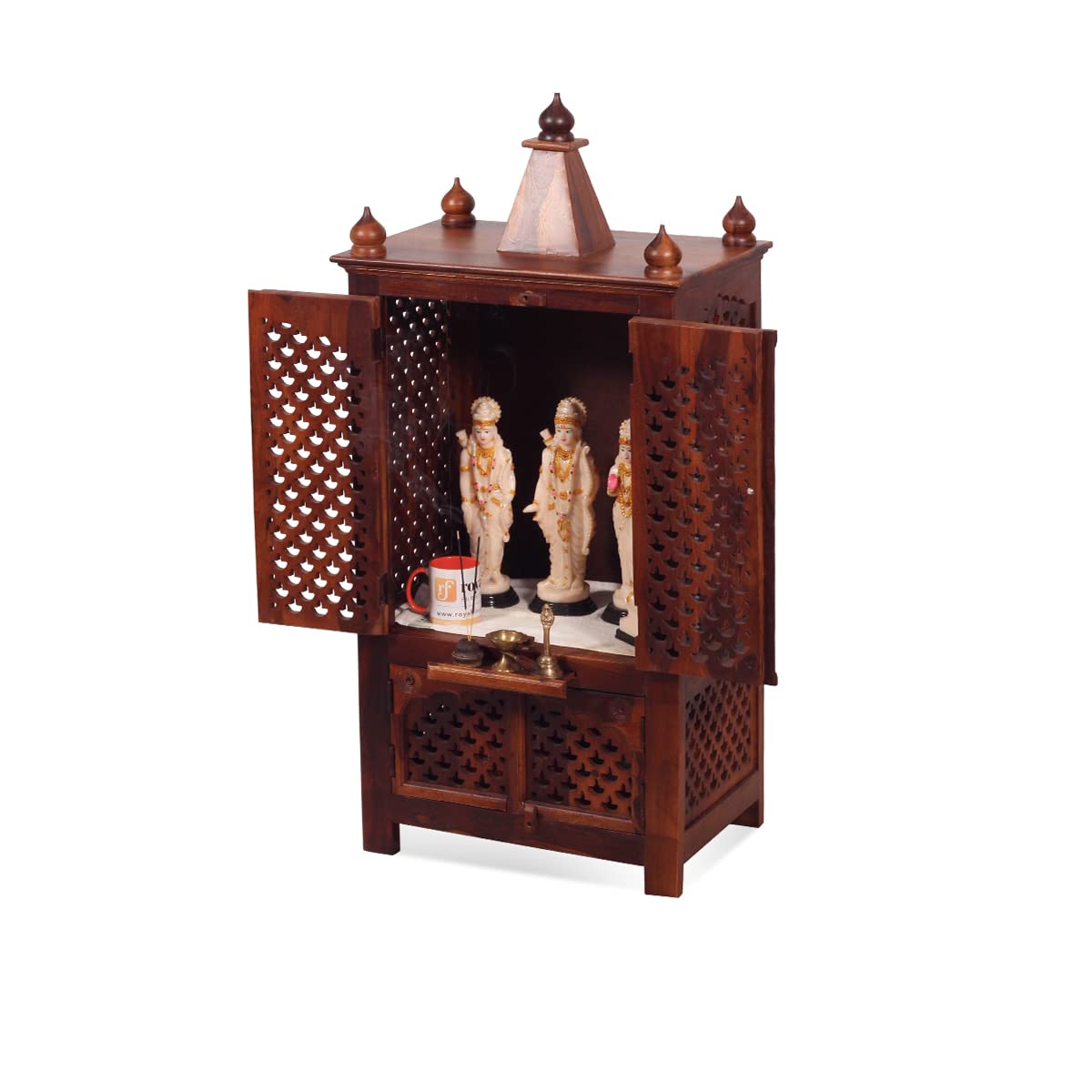 Sheesham Wood Pooja Mandir In Natural,