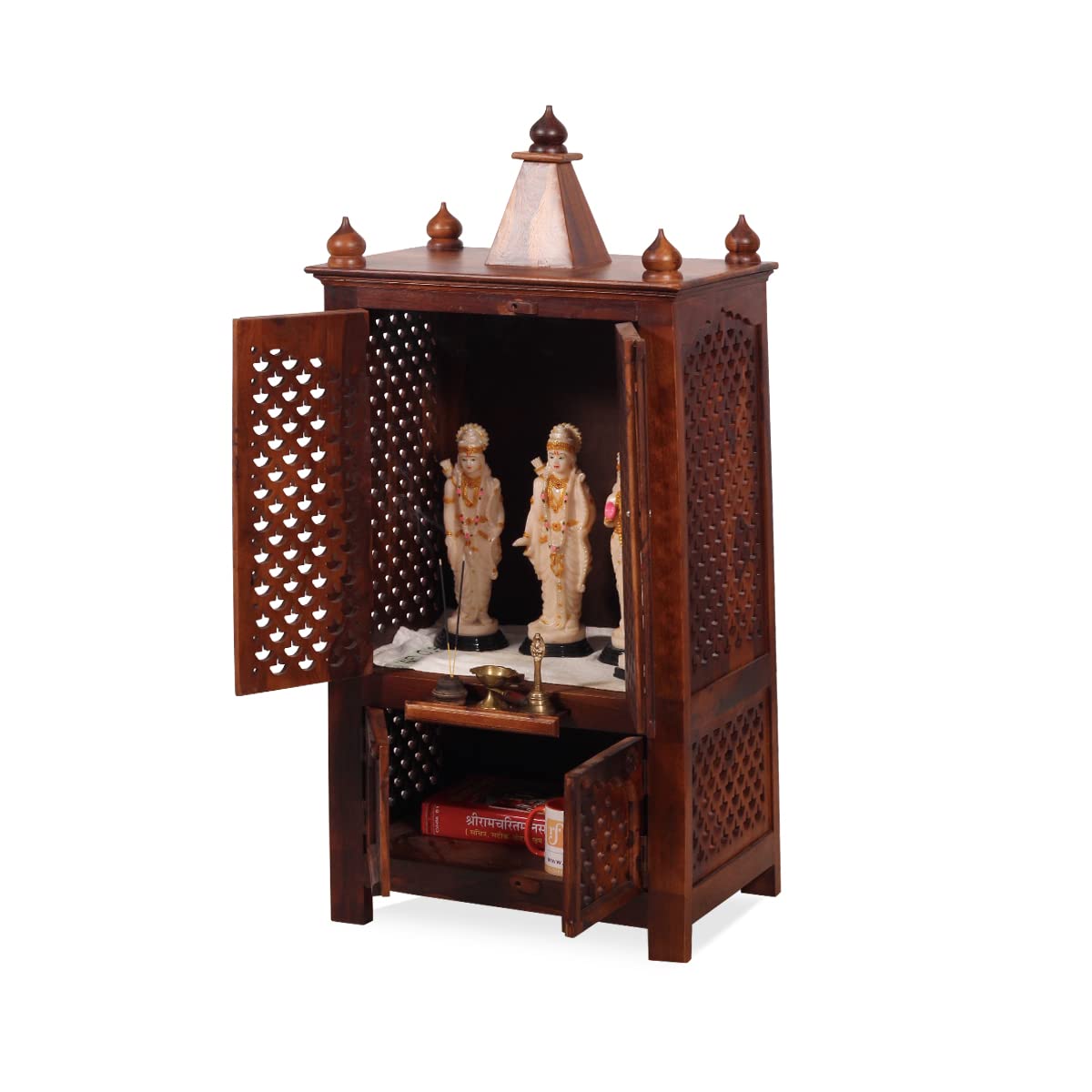 Sheesham Wood Pooja Mandir In Natural,
