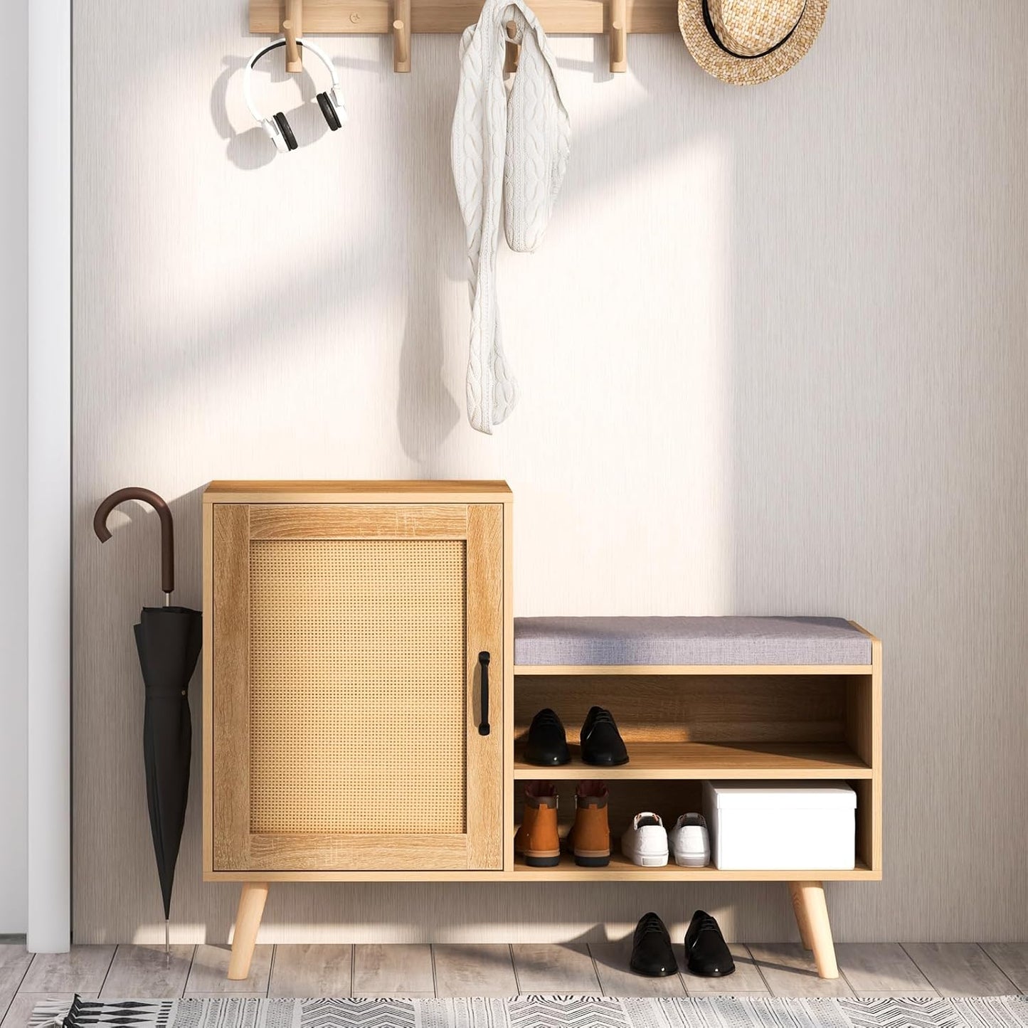 Citijan Mango Wood Shoe Rank For Living Room Furniture