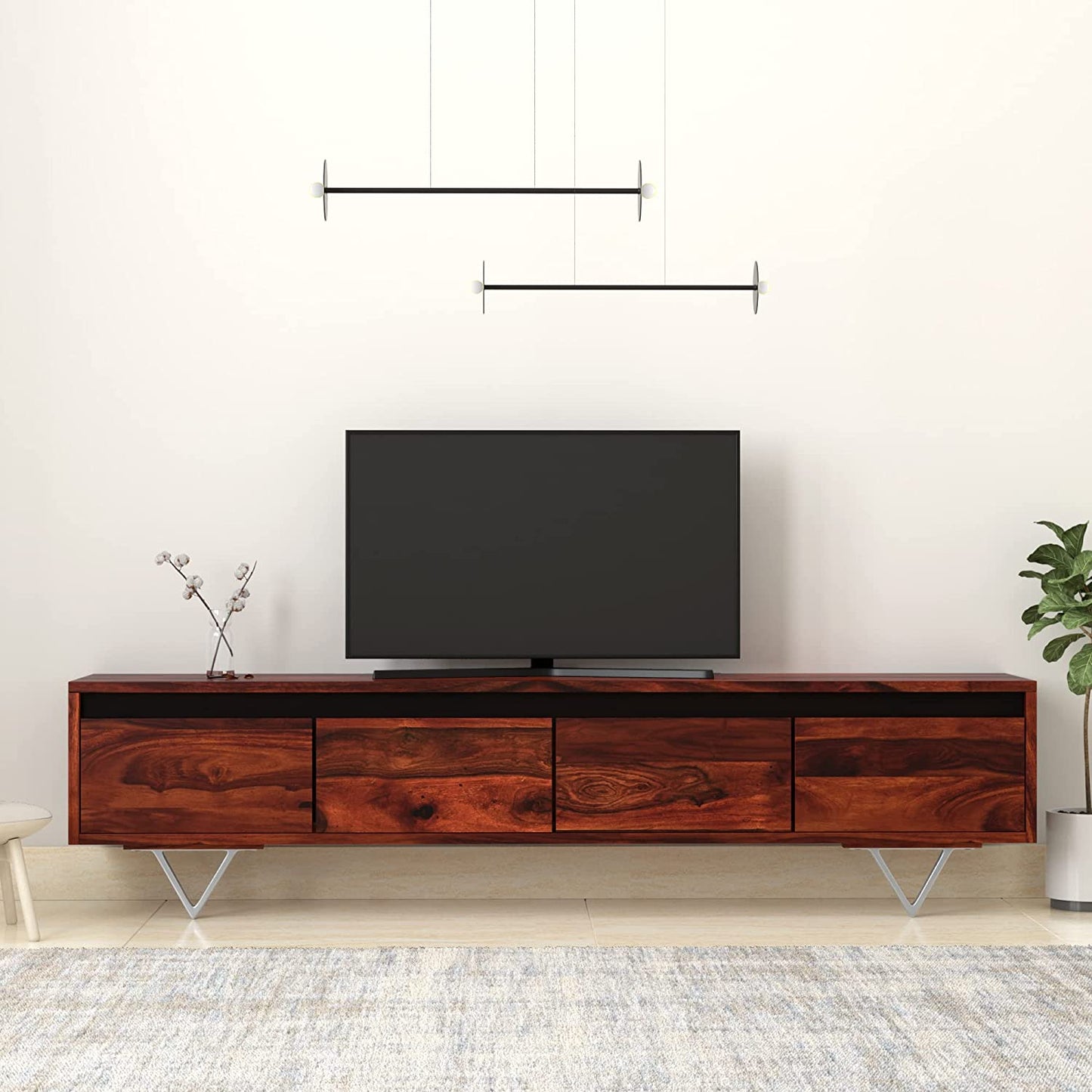 Ezra Sheesham Wood 4 Drawer Tv Cabinet #004