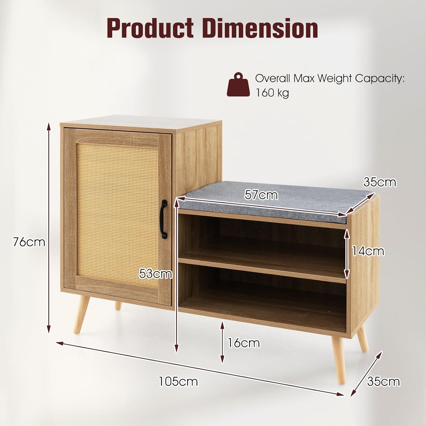Citijan Mango Wood Shoe Rank For Living Room Furniture