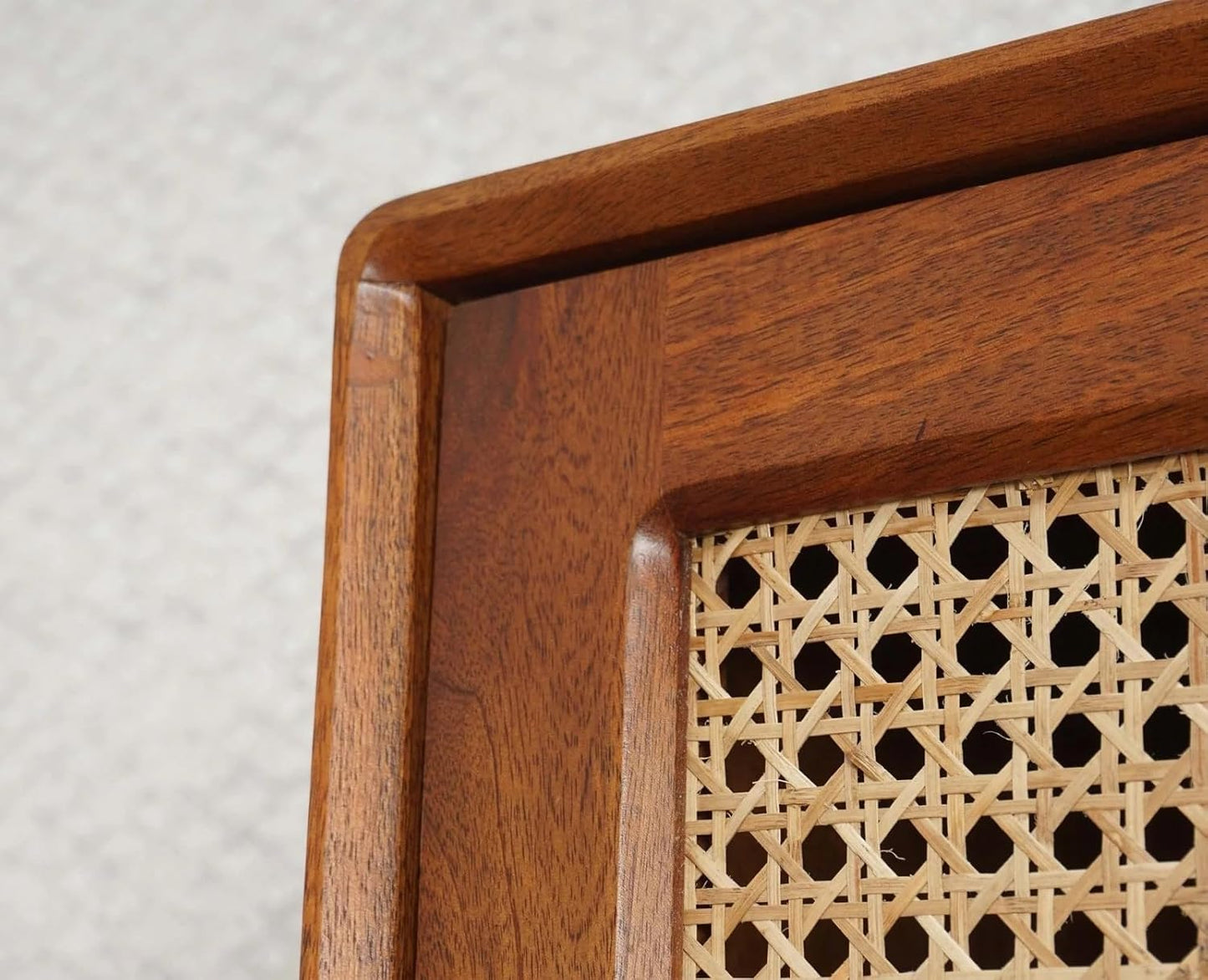 Solid Wood Rattan Cane Two Door Wardrobe In Teak Finish