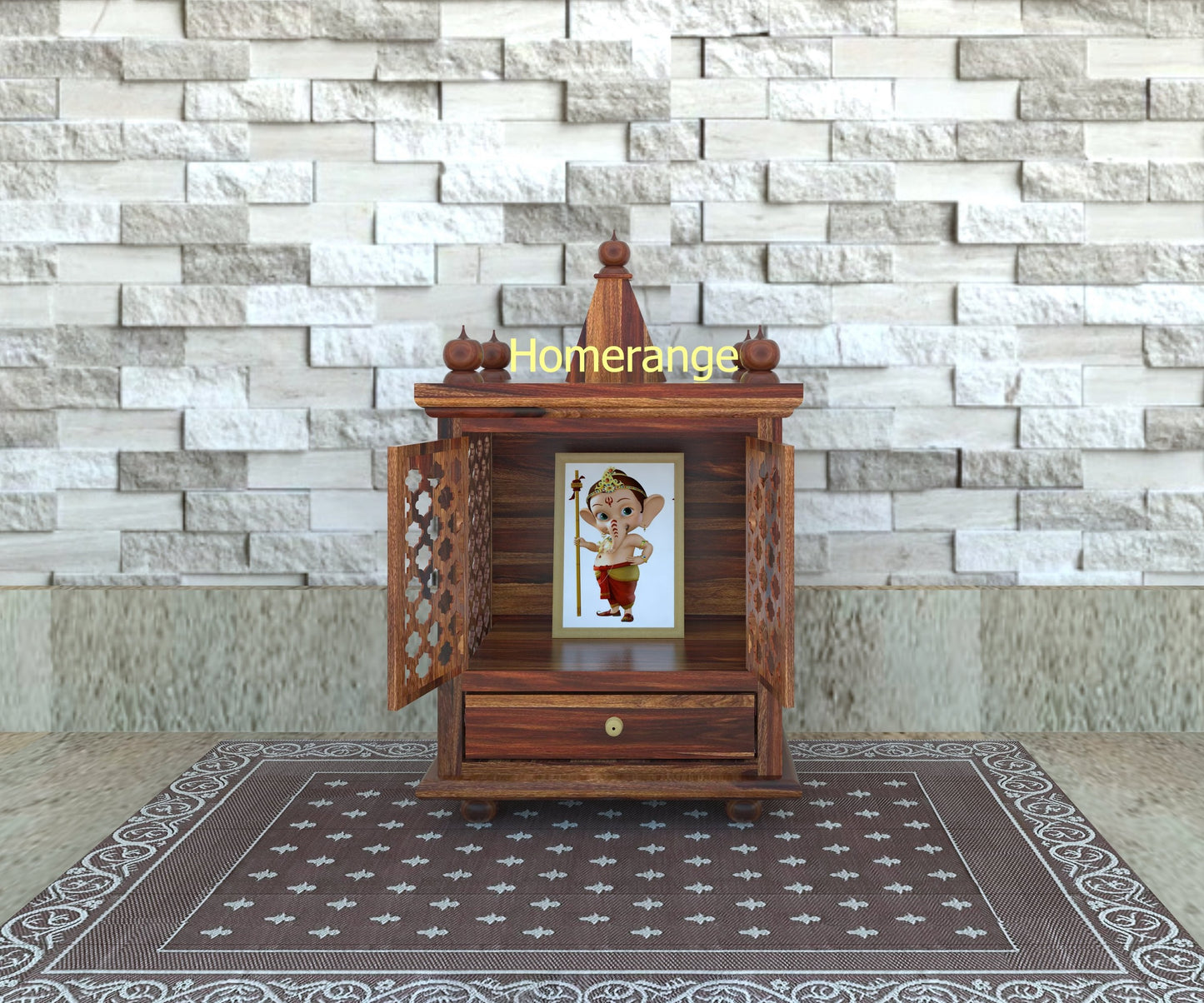 Solid wood temple with Two Door And One Drawer Storage