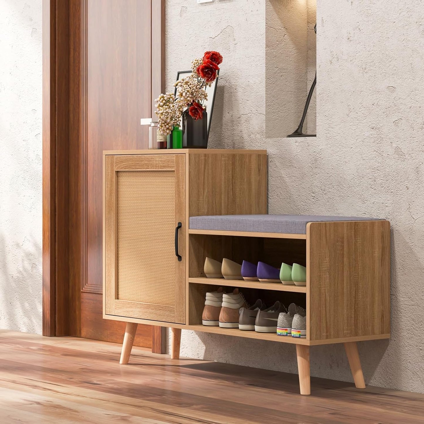 Citijan Mango Wood Shoe Rank For Living Room Furniture