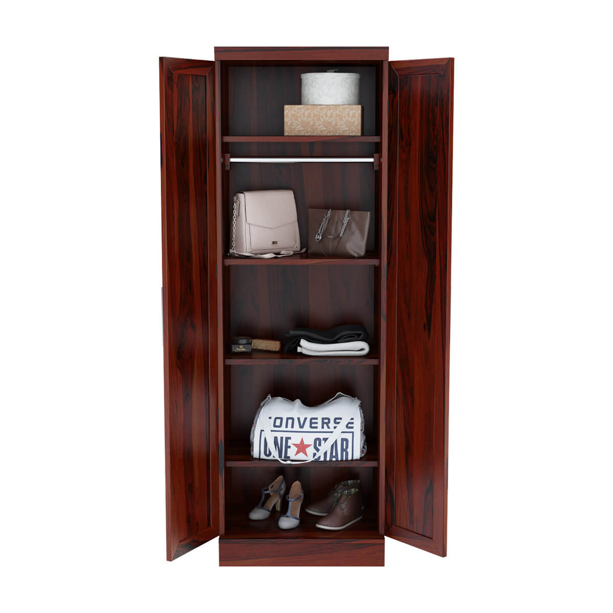 Royal Palace Wardrobe Solid Sheesham Wood Two Door With In Honey Oak Finish For Bedroom Furniture
