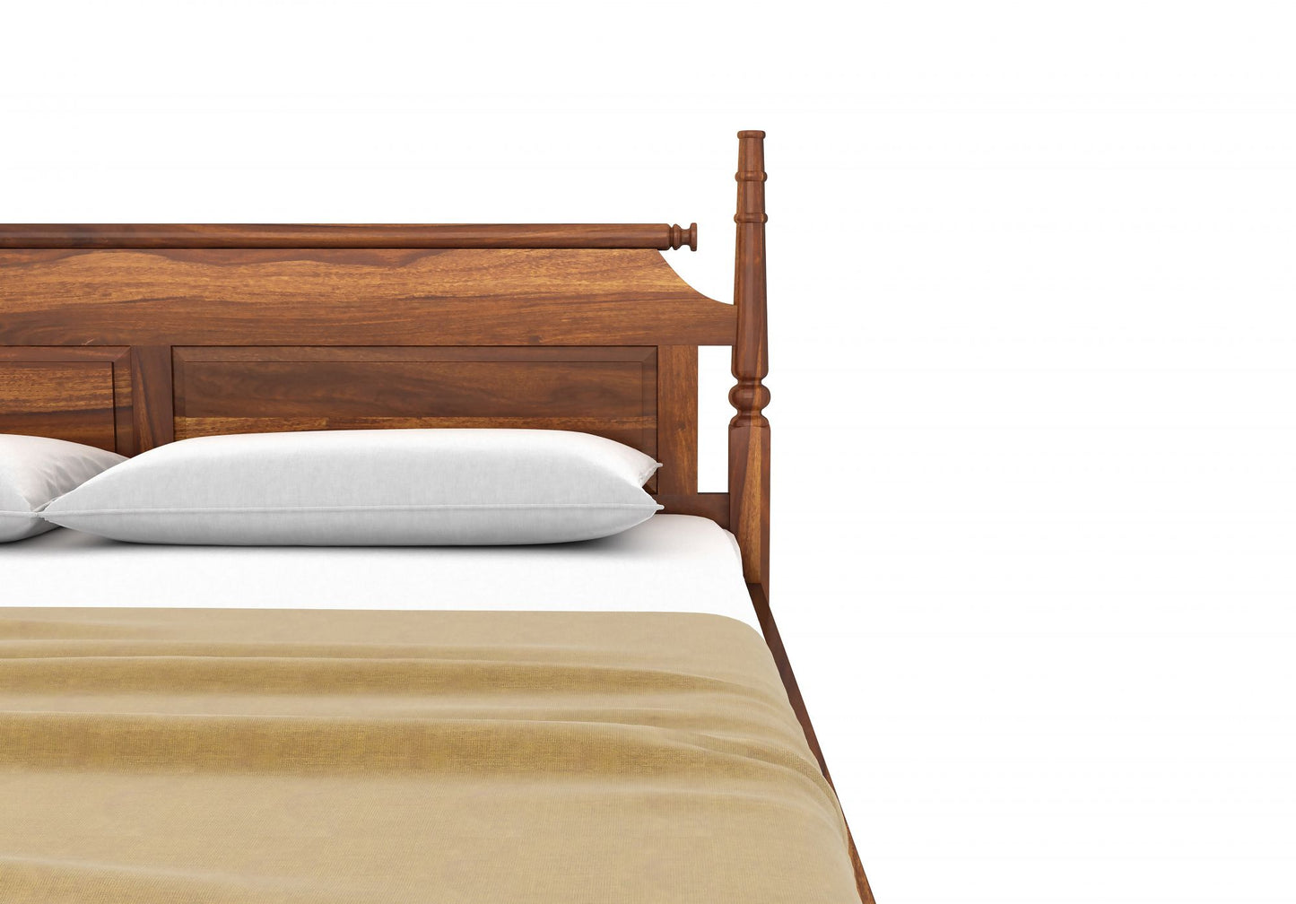 Sheesham Solid wood King Size Without Storage Bed In Walnut Finish