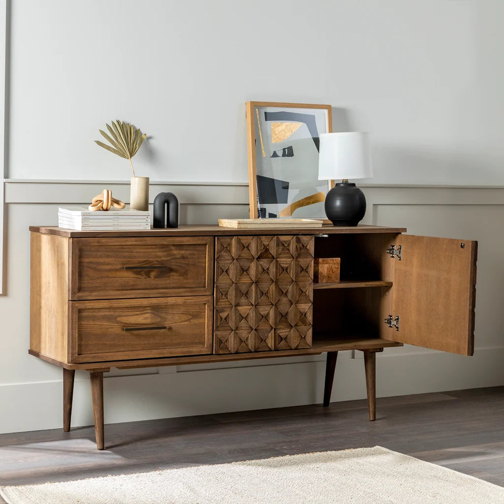 Baliya Solid Mango Wood Sideboard In Walnut For Lining Room Furniture