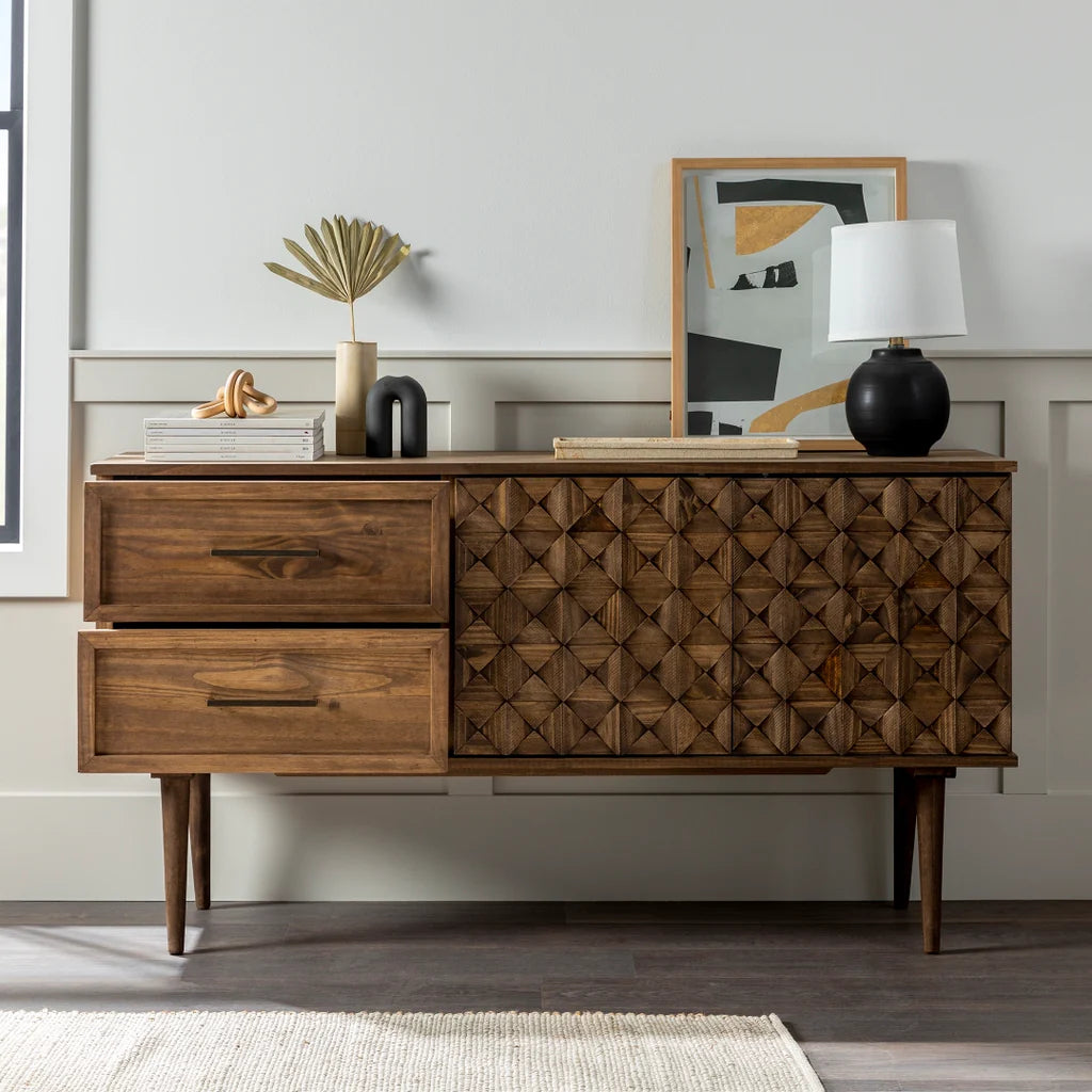 Baliya Solid Mango Wood Sideboard In Walnut For Lining Room Furniture