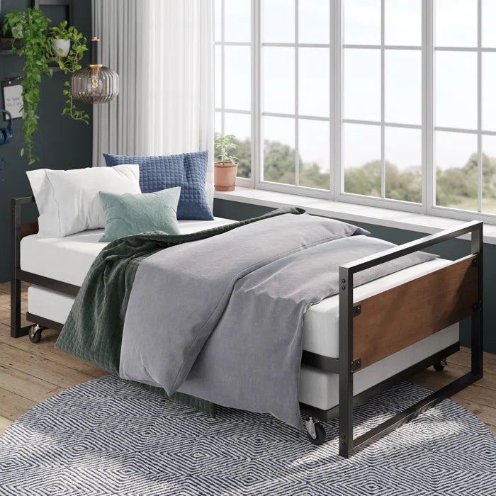 MORDEN METAL AND WOODEN  SINGLE BED