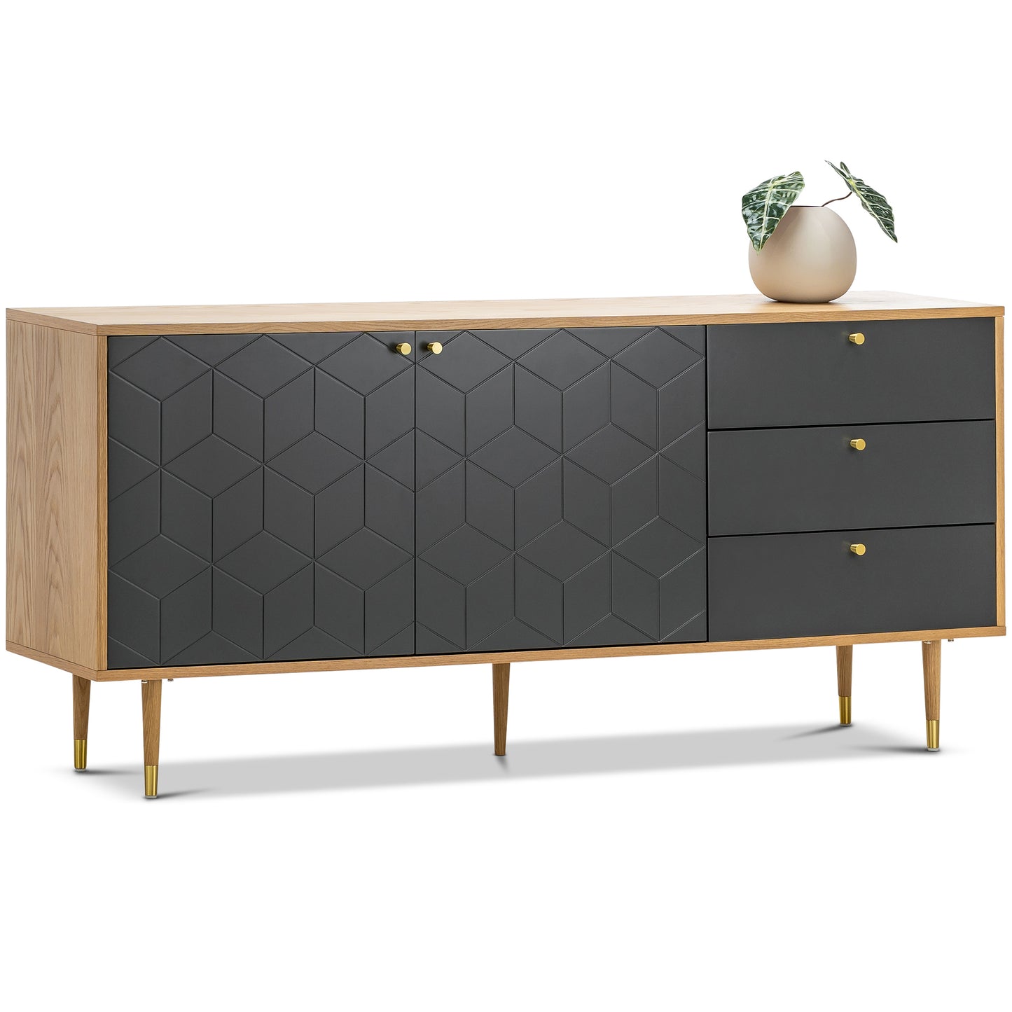 Baliya Solid Mango Wood Sideboard In Walnut For Lining Room Furniture