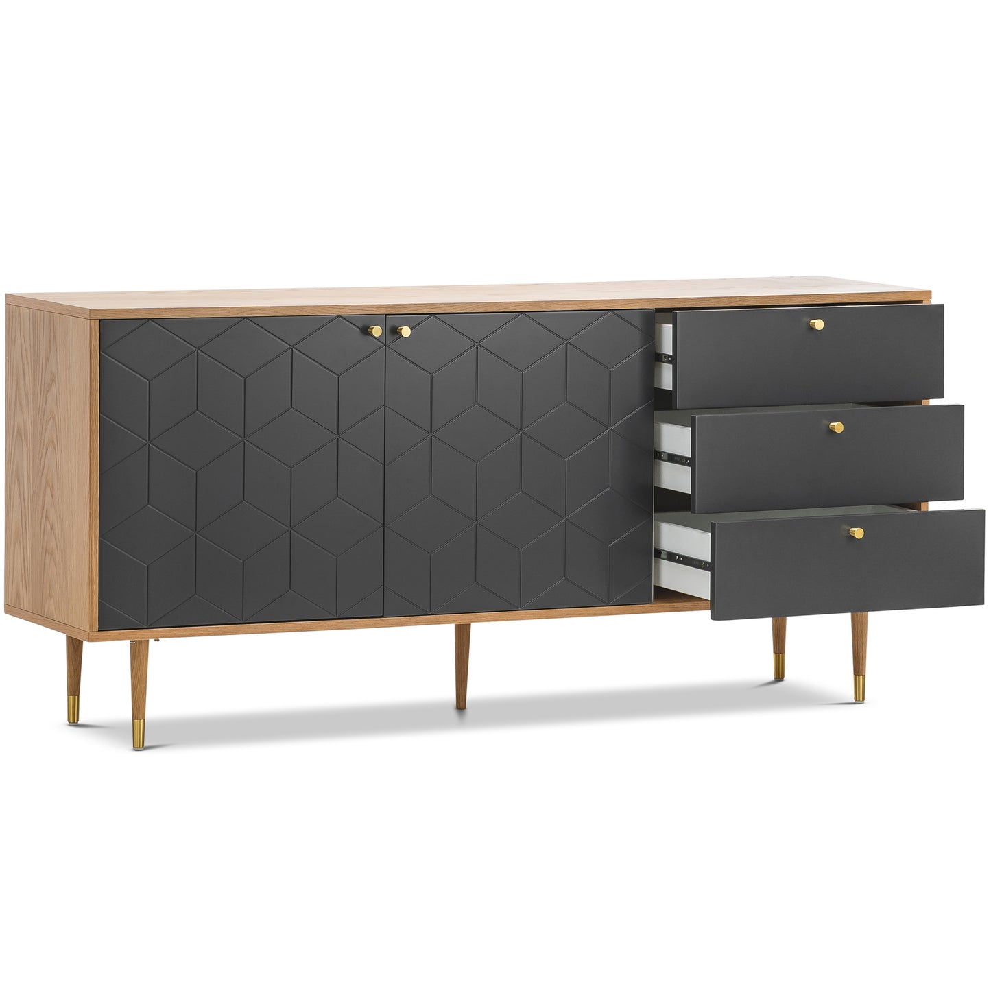 Baliya Solid Mango Wood Sideboard In Walnut For Lining Room Furniture