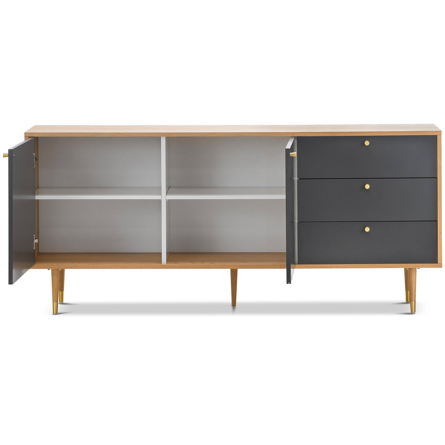 Baliya Solid Mango Wood Sideboard In Walnut For Lining Room Furniture